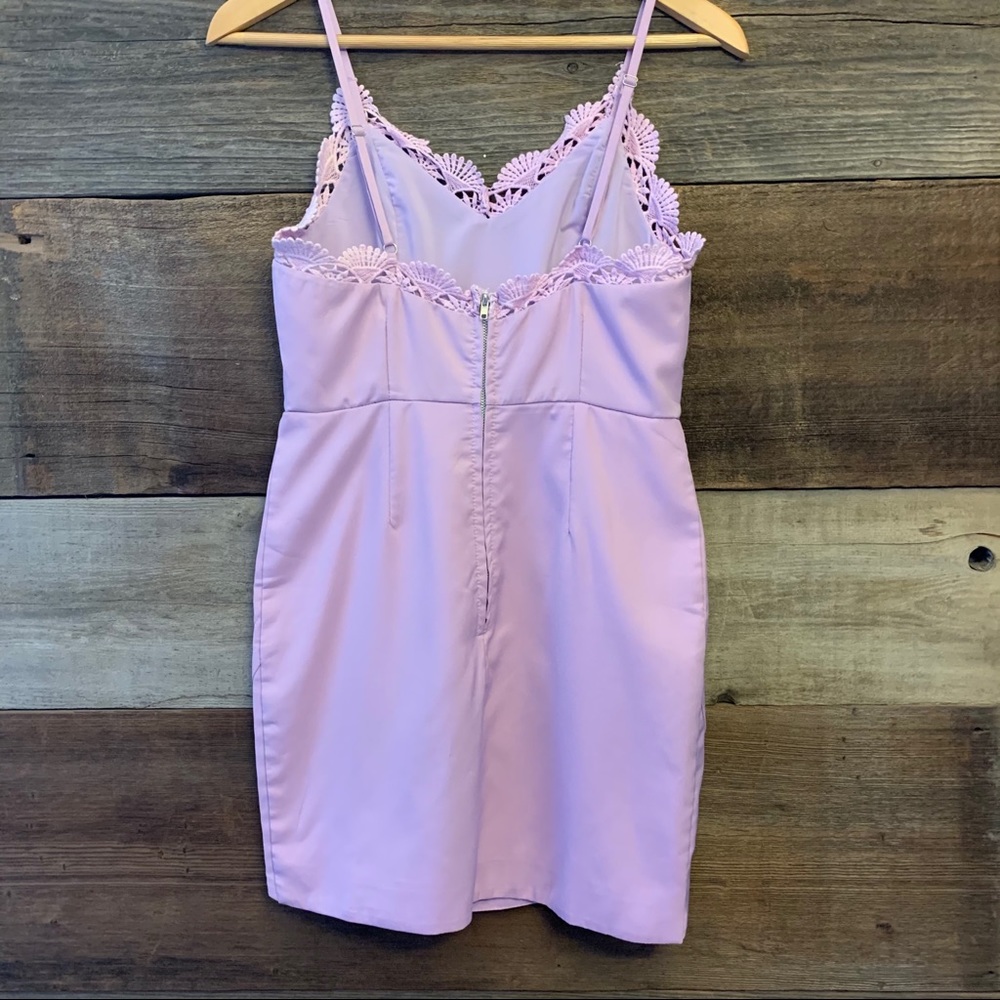 TOBI Lavender Purple Lace On Bodycon Mini Dress - Picture 5 of 8
